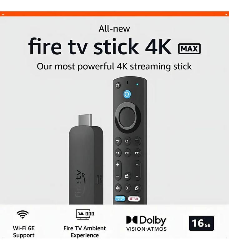 Amazon Fire TV Stick 4K Max 2ª Geração 16GB, WiFi 6E Sistema Fire